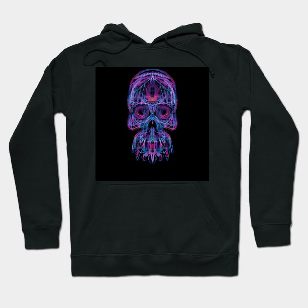 Electroluminated Skull - Vaporwave Neon Hoodie by Boogie 72